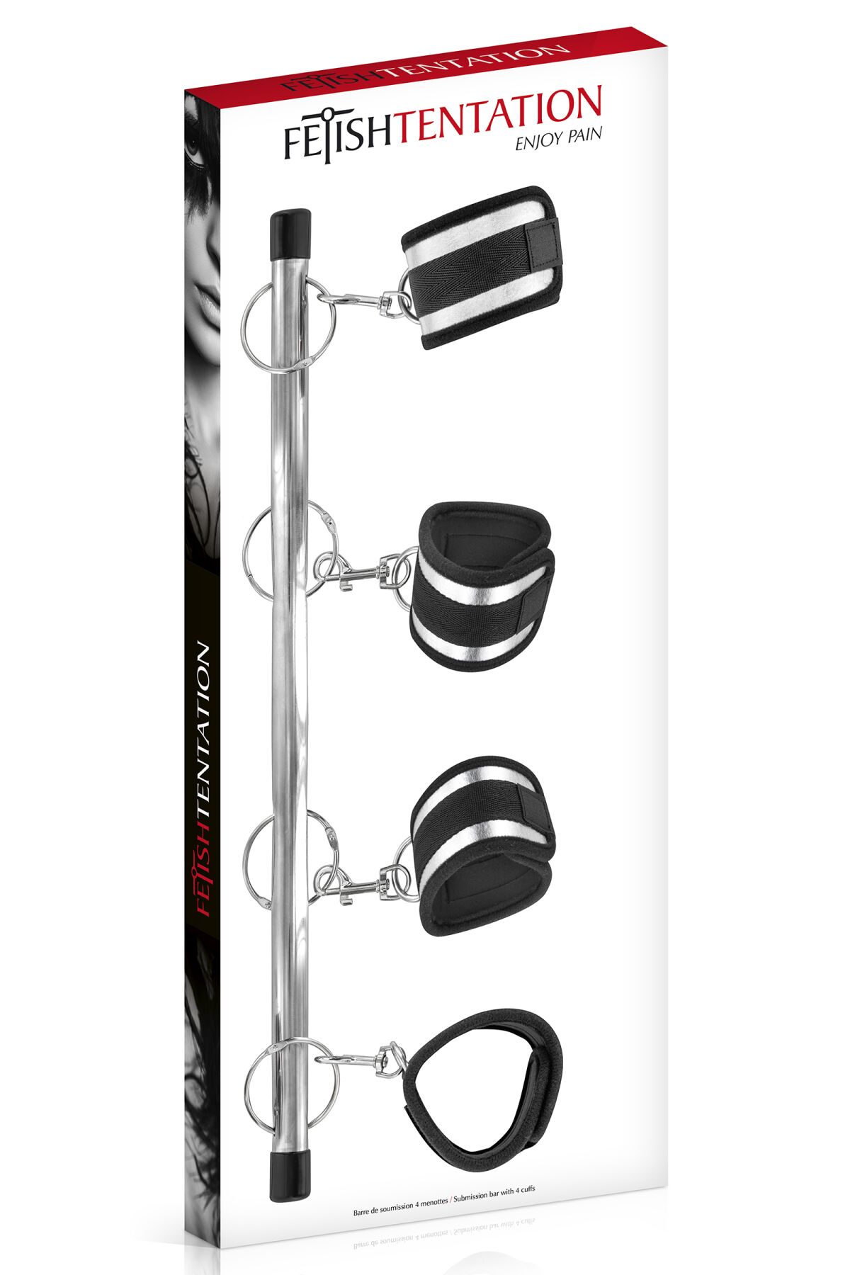 Фіксатор для рук і ніг Fetish Tentation Submission bar with 4 cuffs - Зображення 3