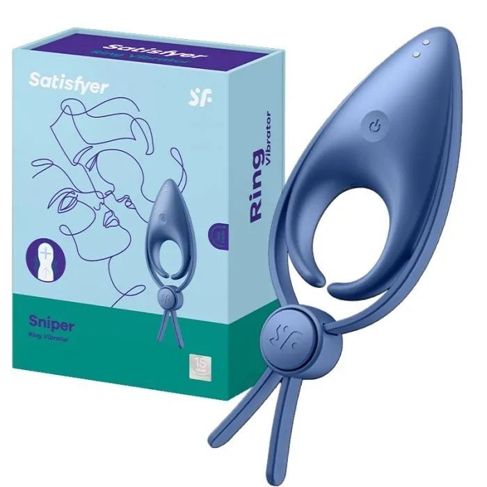 Ерекційне віброкільце-ласо з регулюванням розміру Satisfyer Sniper Blue - Зображення 4