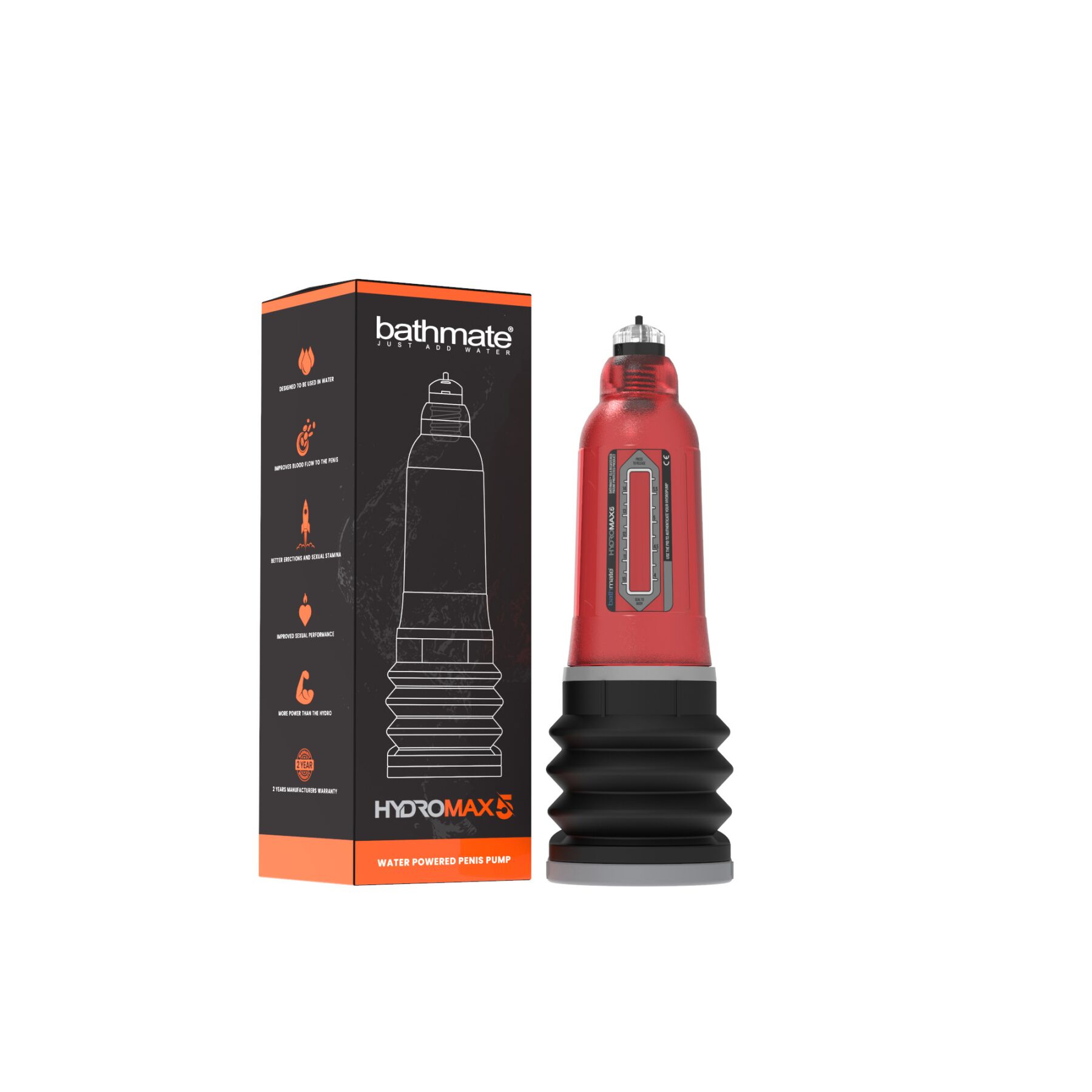 Гідропомпа Bathmate Hydromax 5 Red, для члена довжиною від 7,5 до 12,5 см, діаметр до 4,5 см - Зображення 2