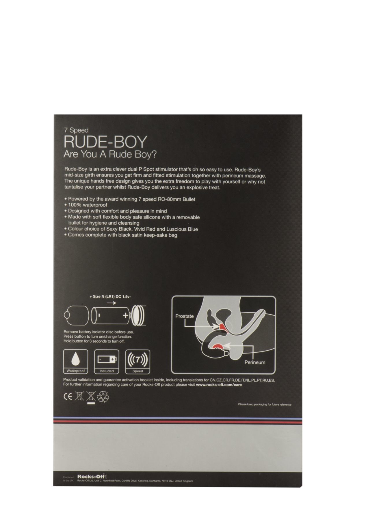 Вібромасажер простати Rocks Off Rude-Boy Black, масаж промежини, макс. діаметр 2,5 см - Зображення 3