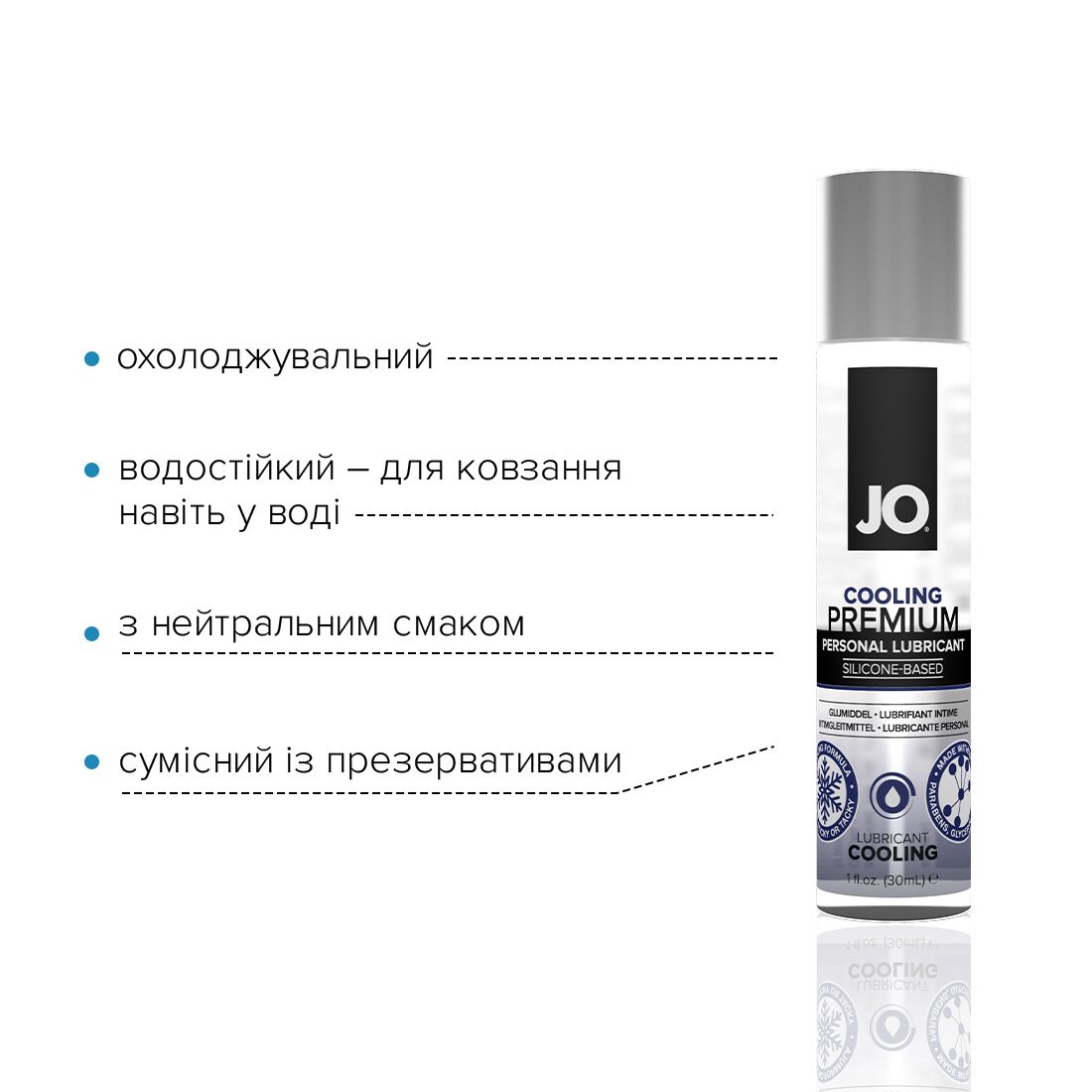 Охолоджувальний лубрикант на силіконовій основі JO PREMIUM — COOLING (30 мл) - Зображення 3