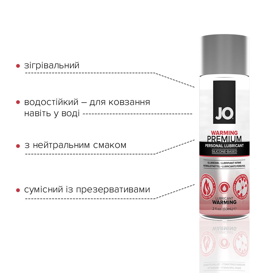 Лубрикант на силіконовій основі JO PREMIUM — WARMING (60 мл) - Зображення 3