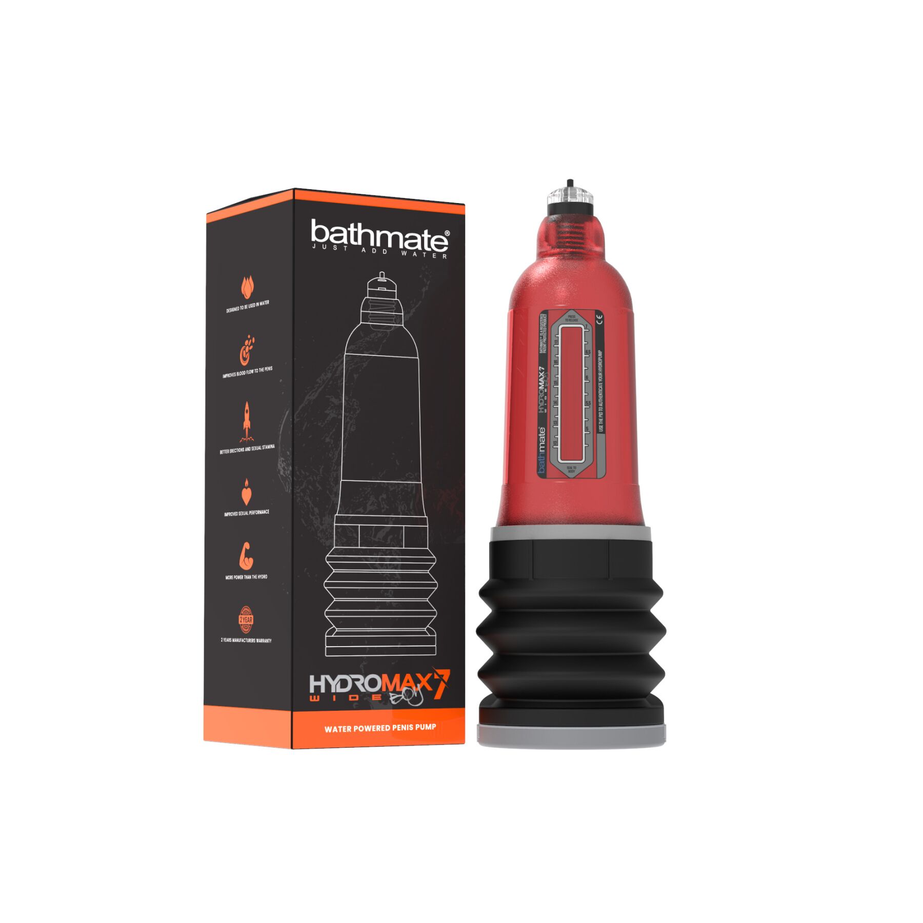 Гідропомпа Bathmate Hydromax 7 WideBoy Red, для члена довжиною від 12,5 до 18 см, діаметр до 5,5 см - Зображення 2