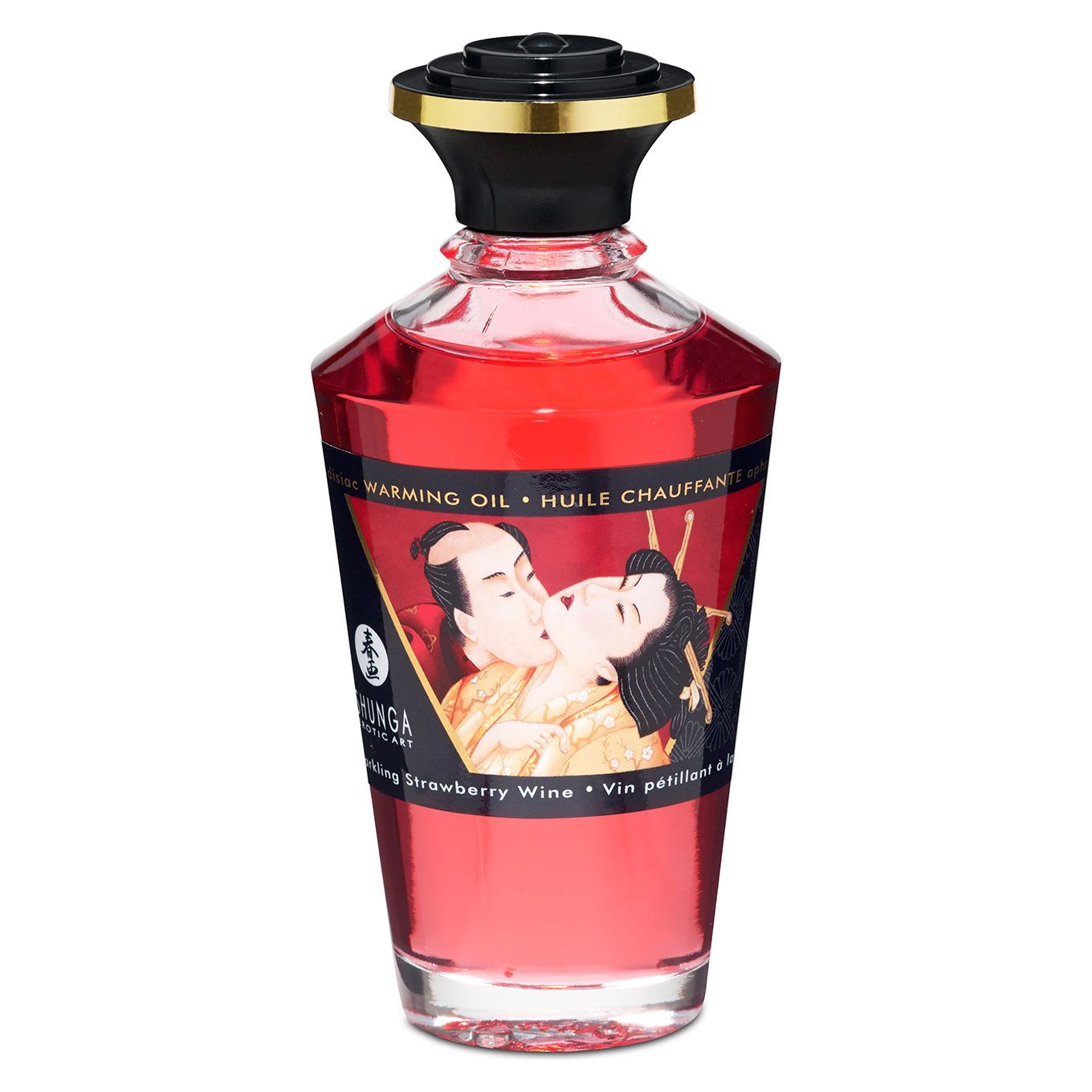 Розігрівальна олія Shunga Aphrodisiac Warming Oil – Sparkling Strawberry Wine (100 мл) без цукру - Зображення 2