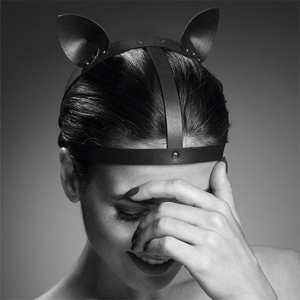 Маска кішечки Bijoux Indiscrets MAZE - Cat Ears Headpiece Black, екошкіра - Зображення 3