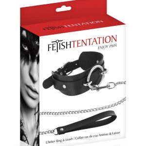 Нашийник великим кільцем та з повідцем Fetish Tentation Ring and Leash