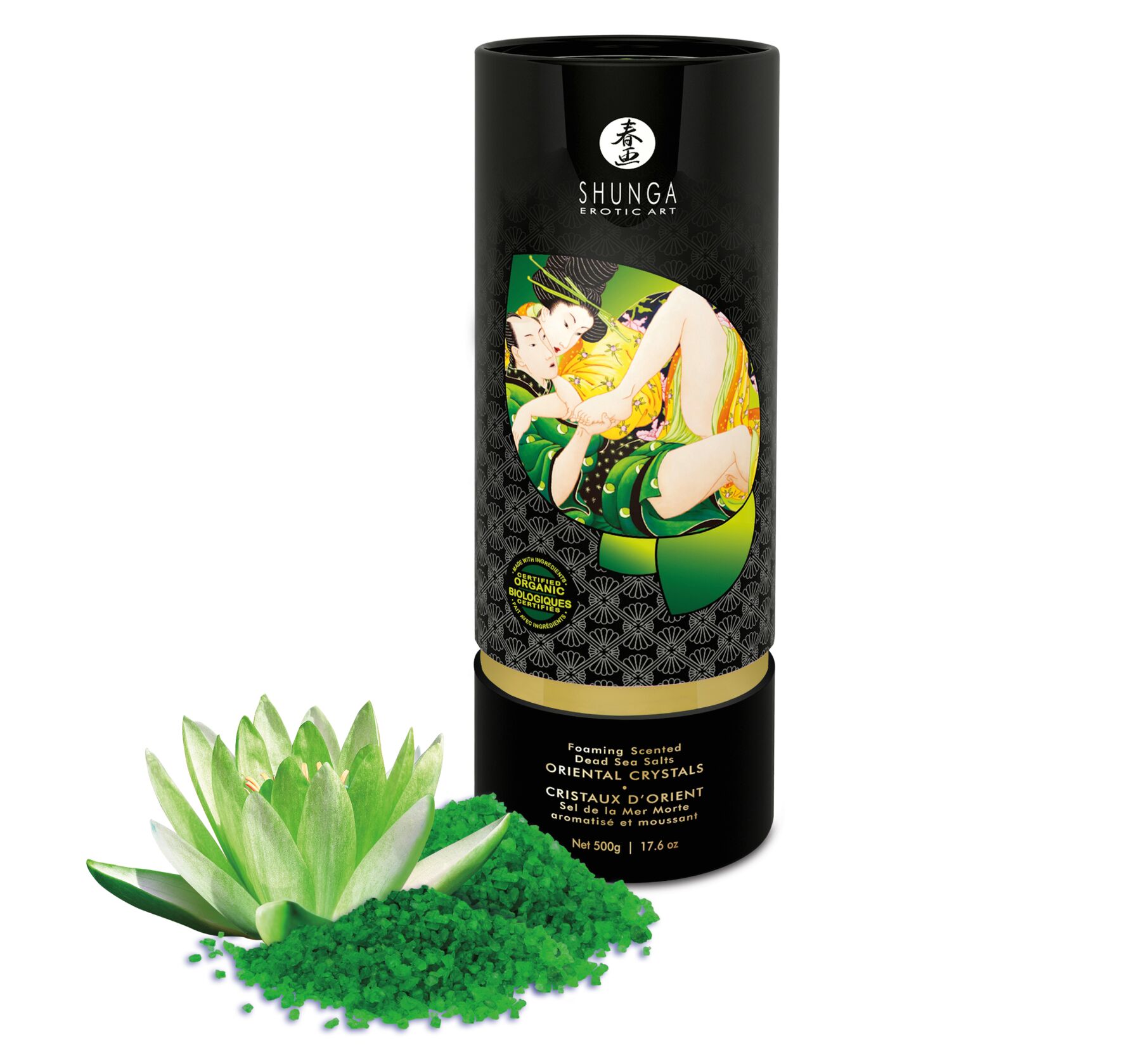 Сіль для ванни Shunga Oriental Crystals Bath Salts ORGANIC – Lotus Flower (500 г) сіль Мертвого моря - Зображення 4