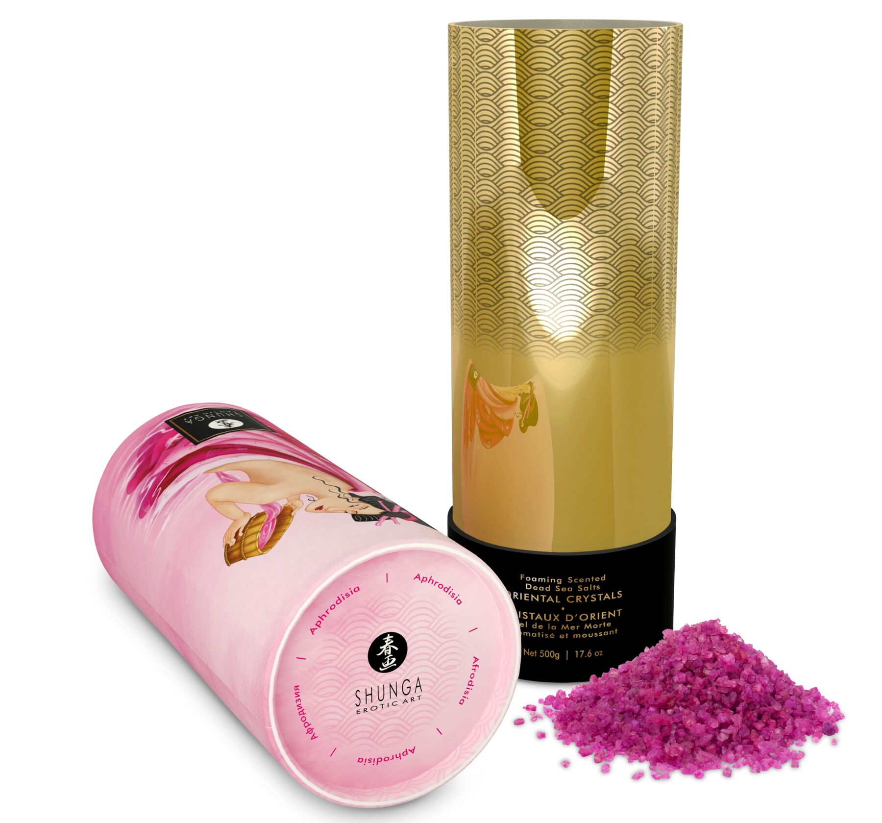 Пінлива сіль для ванни Shunga Dead Sea salt Oriental Crystals — Rose Petal (500 г), Мертвого моря - Зображення 3