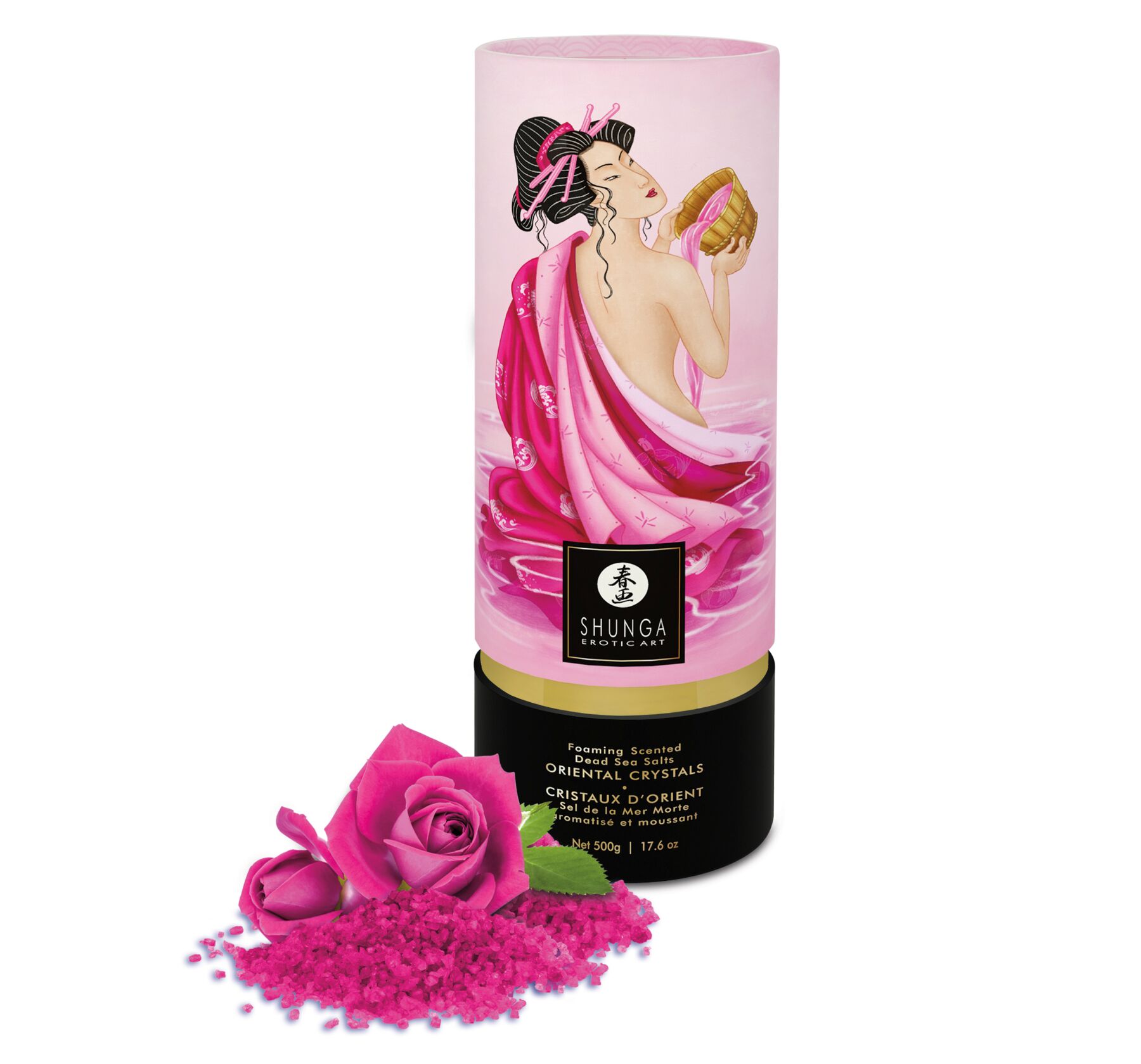 Пінлива сіль для ванни Shunga Dead Sea salt Oriental Crystals — Rose Petal (500 г), Мертвого моря - Зображення 4