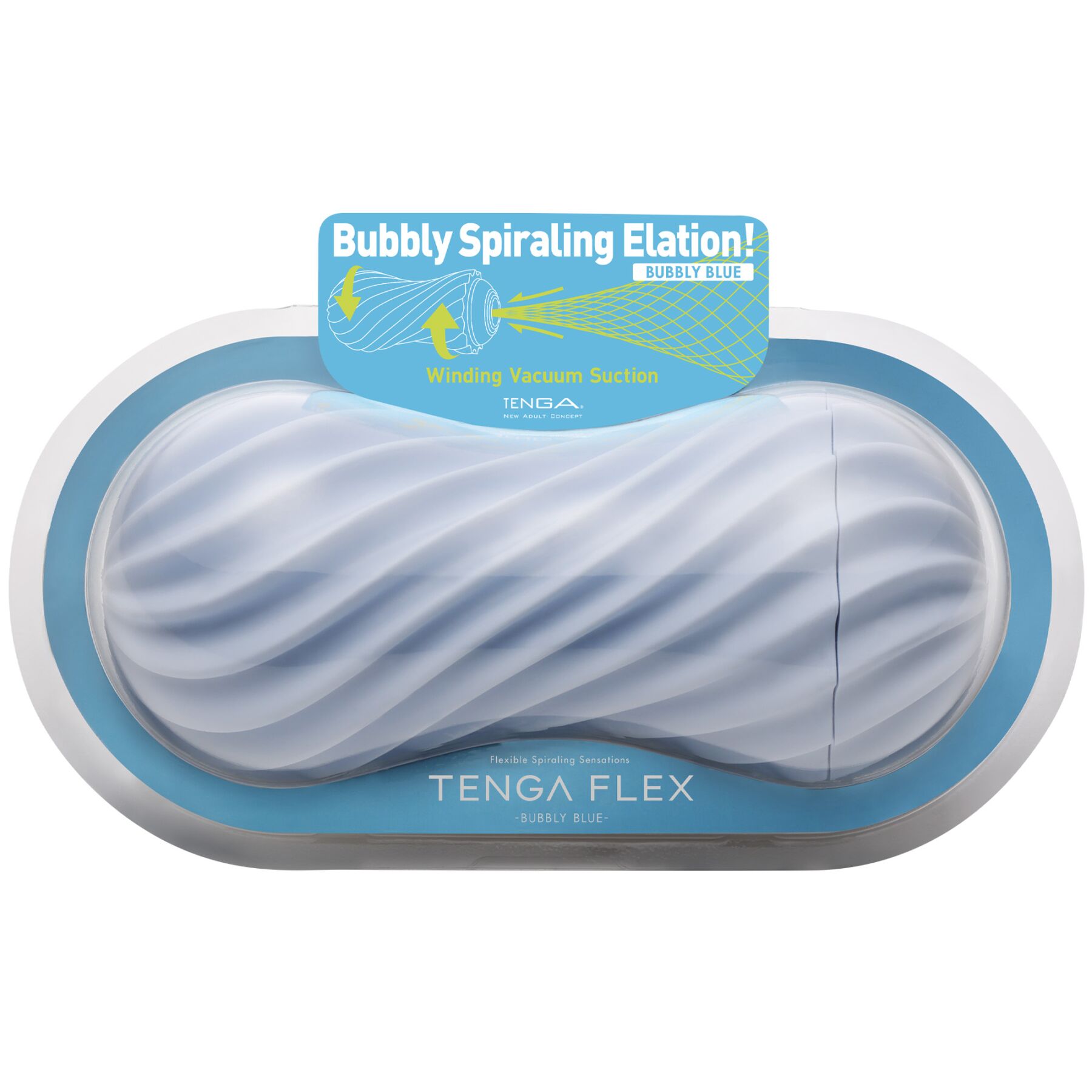 Мастурбатор Tenga FLEX Bubbly Blue зі змінною інтенсивністю, можна скручувати, вакуум - Зображення 3