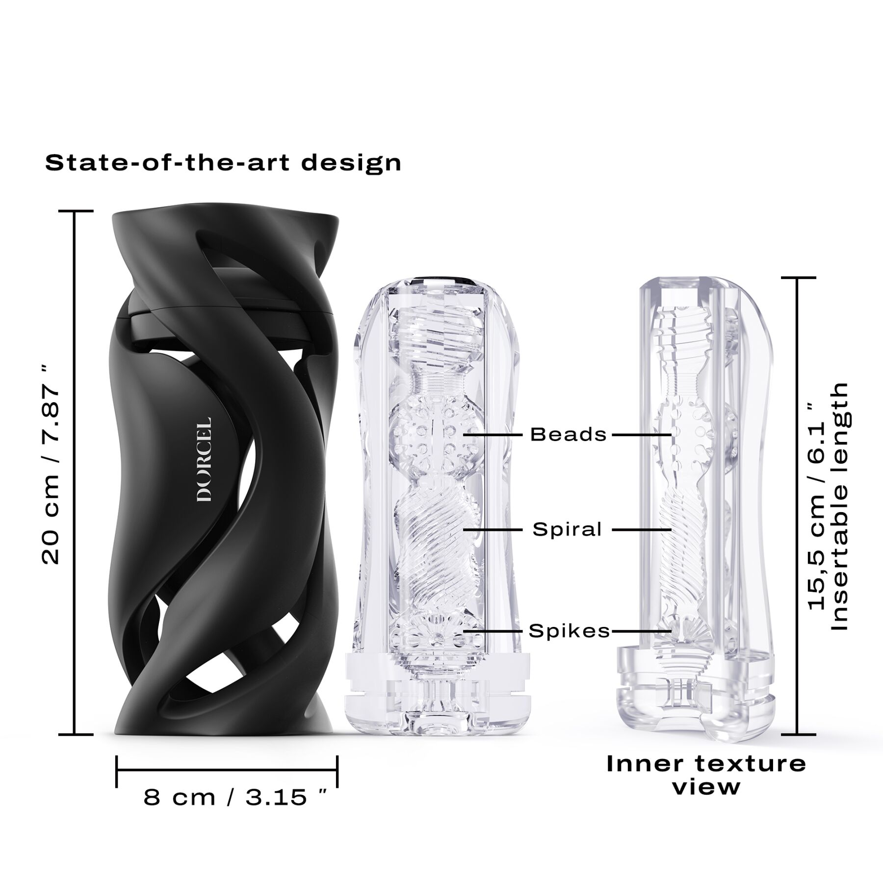 Мастурбатор Dorcel DEEP BLOW BLACK, подвійне використання - Зображення 3