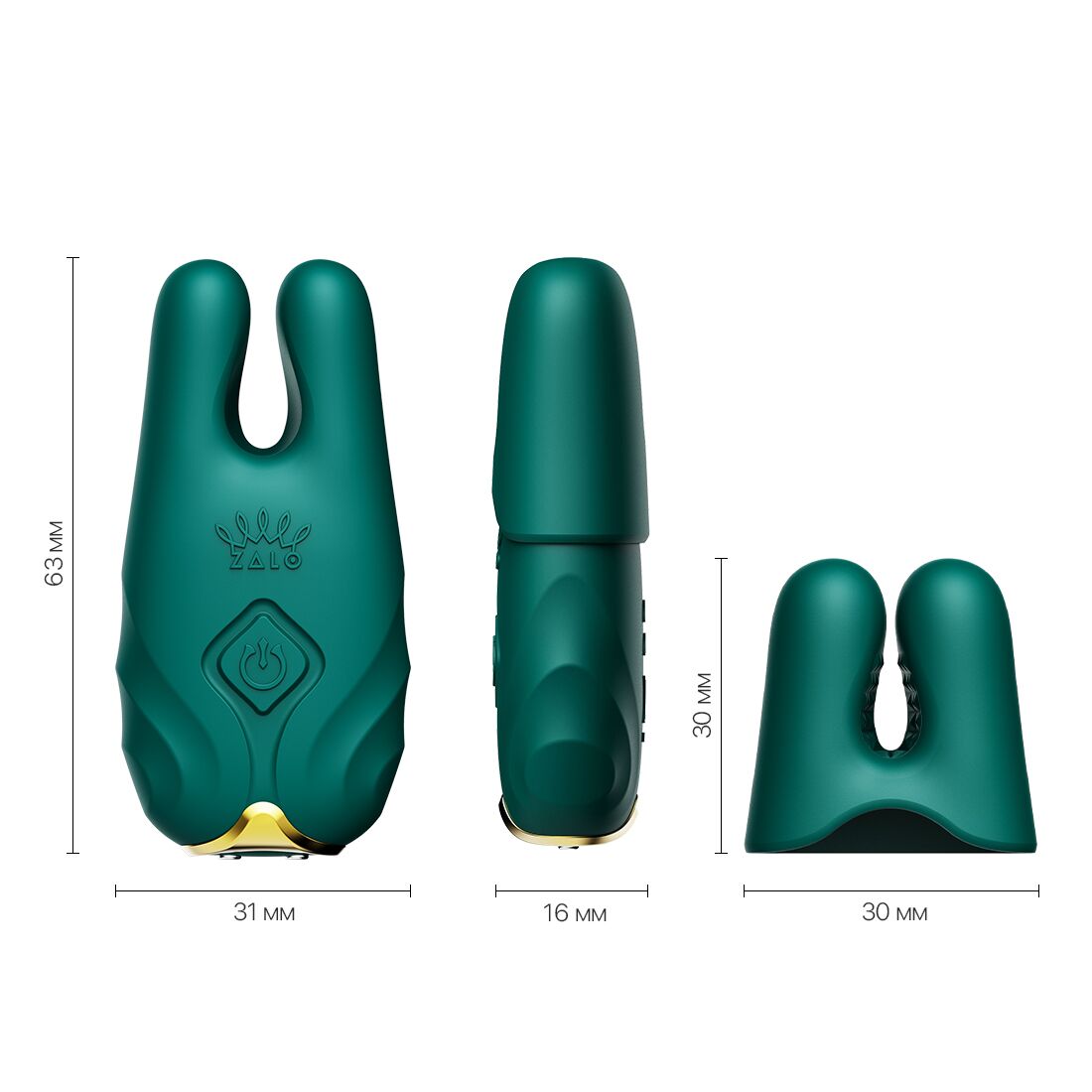 Смарт-вібратор для грудей Zalo - Nave Turquoise Green, пульт ДК, робота через додаток - Зображення 3