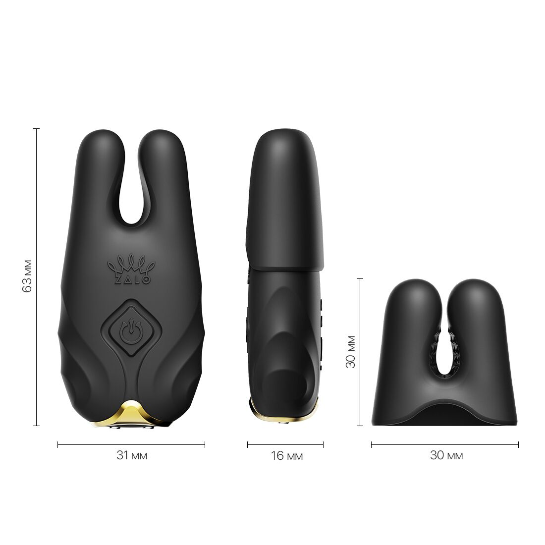 Смарт-вібратор для грудей Zalo - Nave Obsidian Black, пульт ДК, робота через додаток - Зображення 3