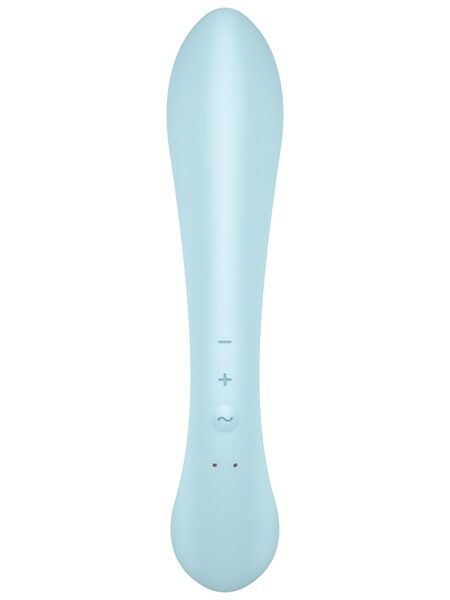 Двосторонній вібратор-кролик Satisfyer Triple Oh Light Blue, 3 мотори, руків’я-масажер - Зображення 3