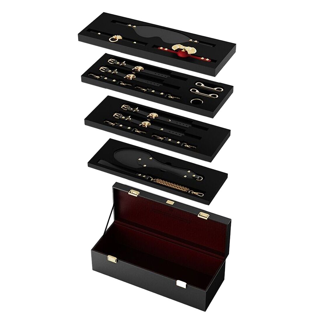 Розкішний набір для BDSM Zalo Bondage Play Kit, 10 аксесуарів у кейсі, шкіра, кристал Swarovski - Зображення 2
