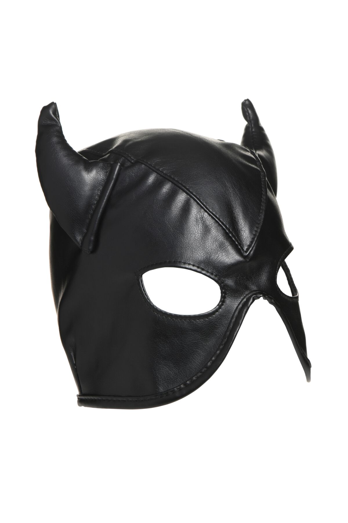 Маска з рогами Master Series: Dungeon Demon Bondage Mask with Horns, чорна - Зображення 3