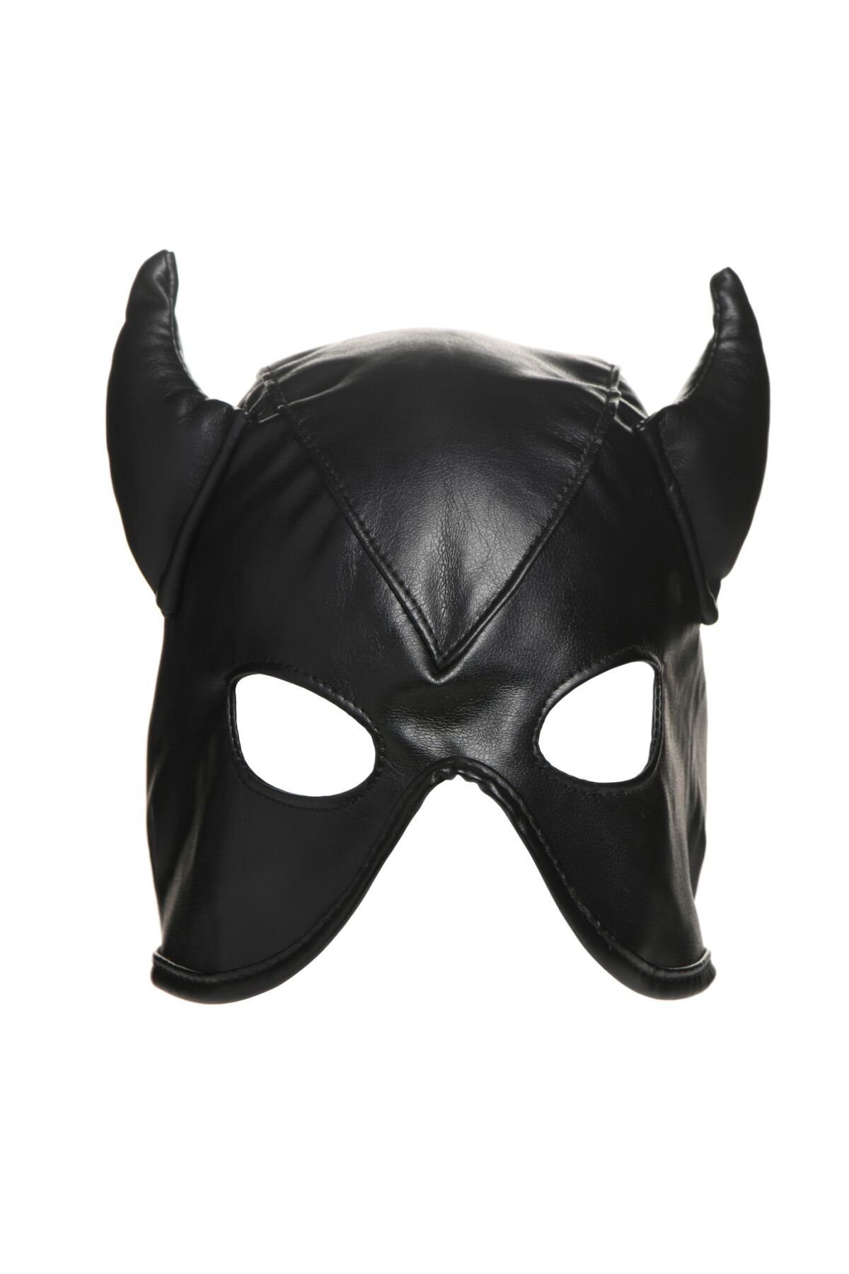 Маска з рогами Master Series: Dungeon Demon Bondage Mask with Horns, чорна - Зображення 2