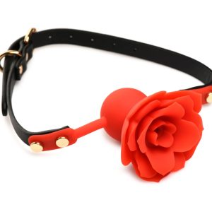 Силіконовий кляп з трояндою Master Series: Blossom Silicone Rose Gag – Red