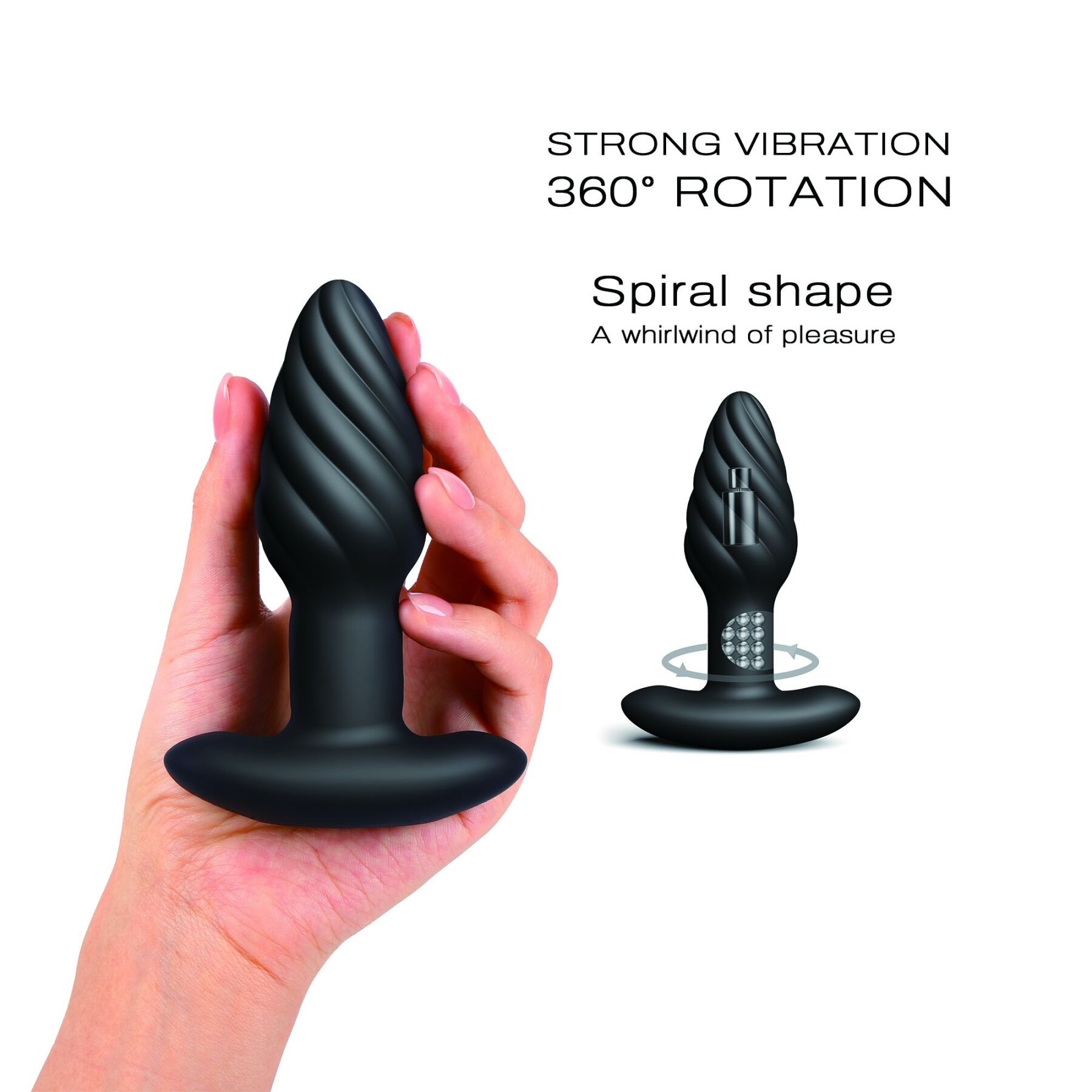 Анальна пробка з вібрацією та перлинним масажем Dorcel Spin Plug, макс. діам. 3,8 см, пульт ДК - Зображення 2