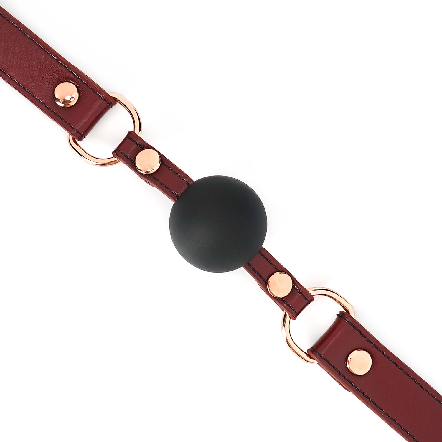 Силіконовий кляп Liebe Seele Wine Red Ball Gag, діаметр кульки 4,3 см, ремінь із натуральної шкіри - Зображення 3
