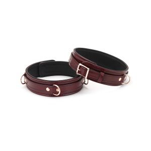 Фіксатори для стегон Liebe Seele Wine Red Thigh Cuffs S Size, натуральна шкіра