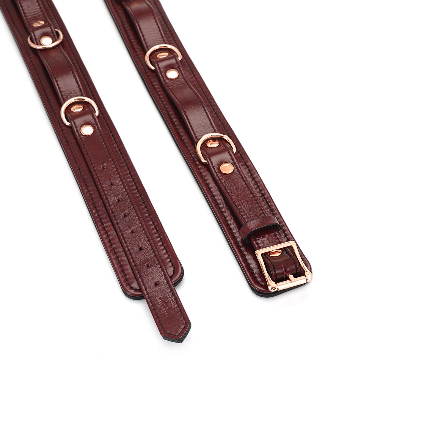 Фіксатори для стегон Liebe Seele Wine Red Thigh Cuffs L Size, натуральна шкіра - Зображення 4