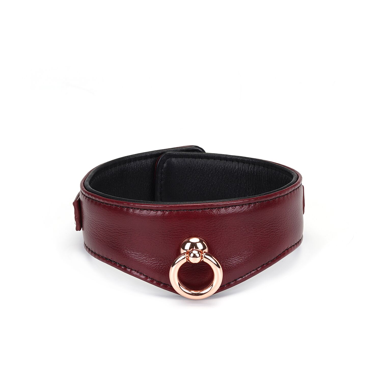 Шкіряний нашийник з повідцем Liebe Seele Wine Red Curved Collar, замок-сердечко - Зображення 3