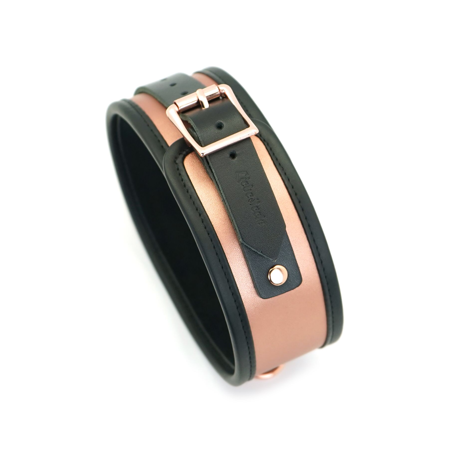 Широкий нашийник з повідцем Liebe Seele Rose Gold Memory Collar with Leash, натуральна шкіра - Зображення 3