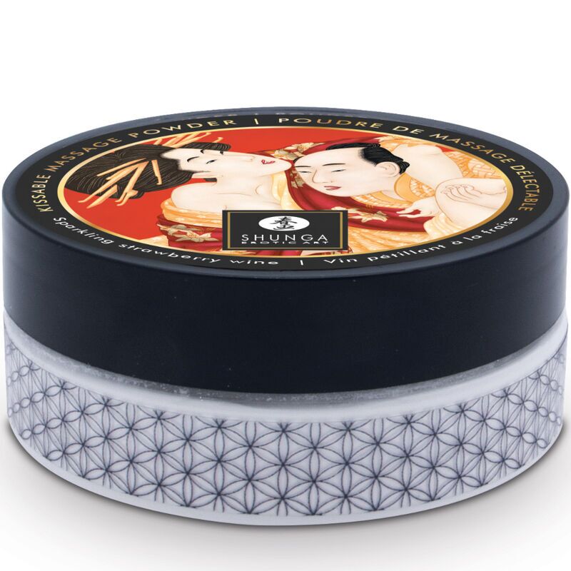 Смачна пудра для оральних пестощів Shunga Body Powder Sparkling Strawberry Wine, 75 г, аромат полуниці - Зображення 3