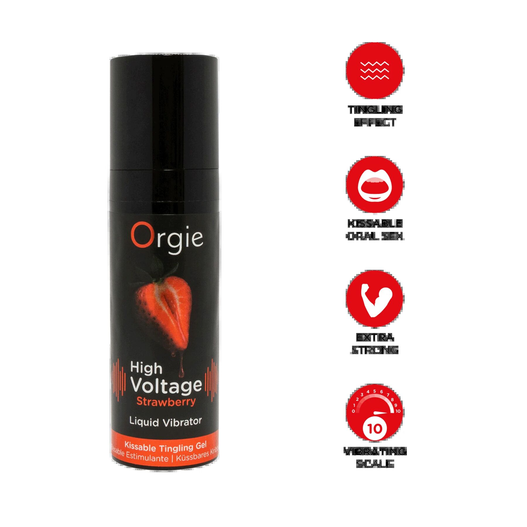 Рідкий вібратор Orgie High Voltage – Strawberry, 15 мл, ефект мурашок, дуже потужний, смак полуниці - Зображення 2