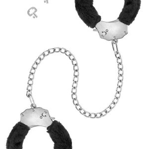 Металеві поножі з хутром Fetish Tentation Adjustable metal and fur ankle cuffs, 2 ключі