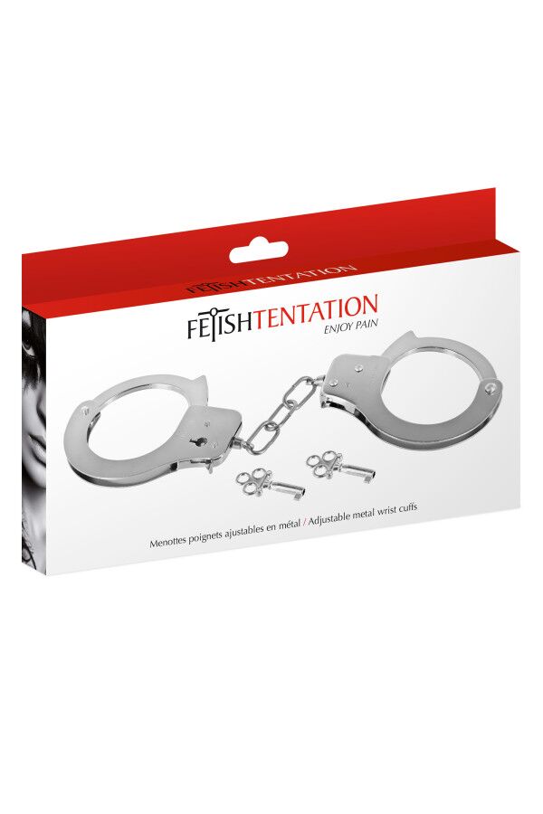 Металеві наручники Fetish Tentation Adjustable metal wrist cuffs, 2 ключі - Зображення 4