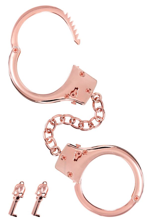Металеві наручники Fetish Tentation Premium Chick wrist cuffs in rose-gold metal, рожеве золото - Зображення 2