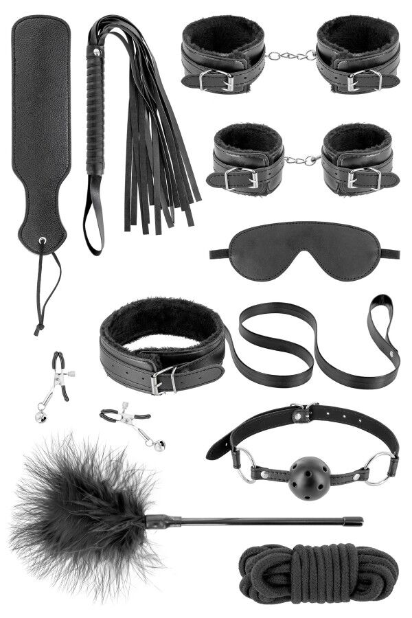 Набір для BDSM усе-в-одному Fetish Tentation SM Bondage Box in vegan leather, 10 предметів