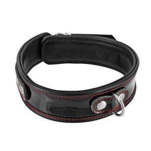 Нашийник із натуральної шкіри Fetish Tentation Premium Patent leather choker, кріпильне кільце