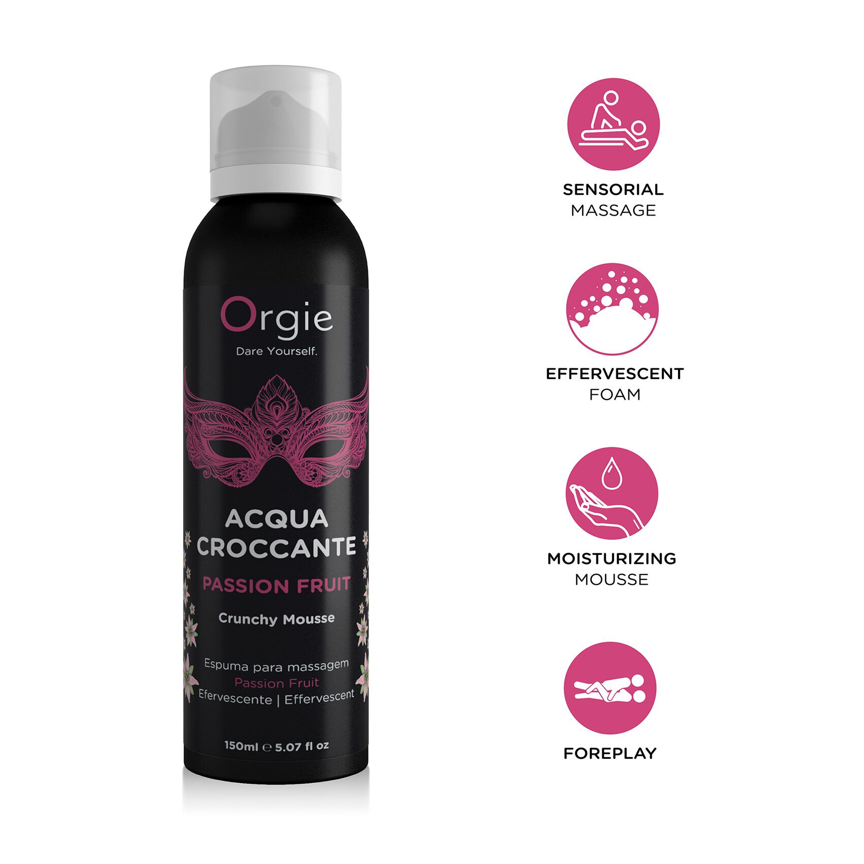 Масажна пінка Orgie – Acqua Croccante Passion Fruit (150 мл), ефект бульбашок, що лопаються - Зображення 3