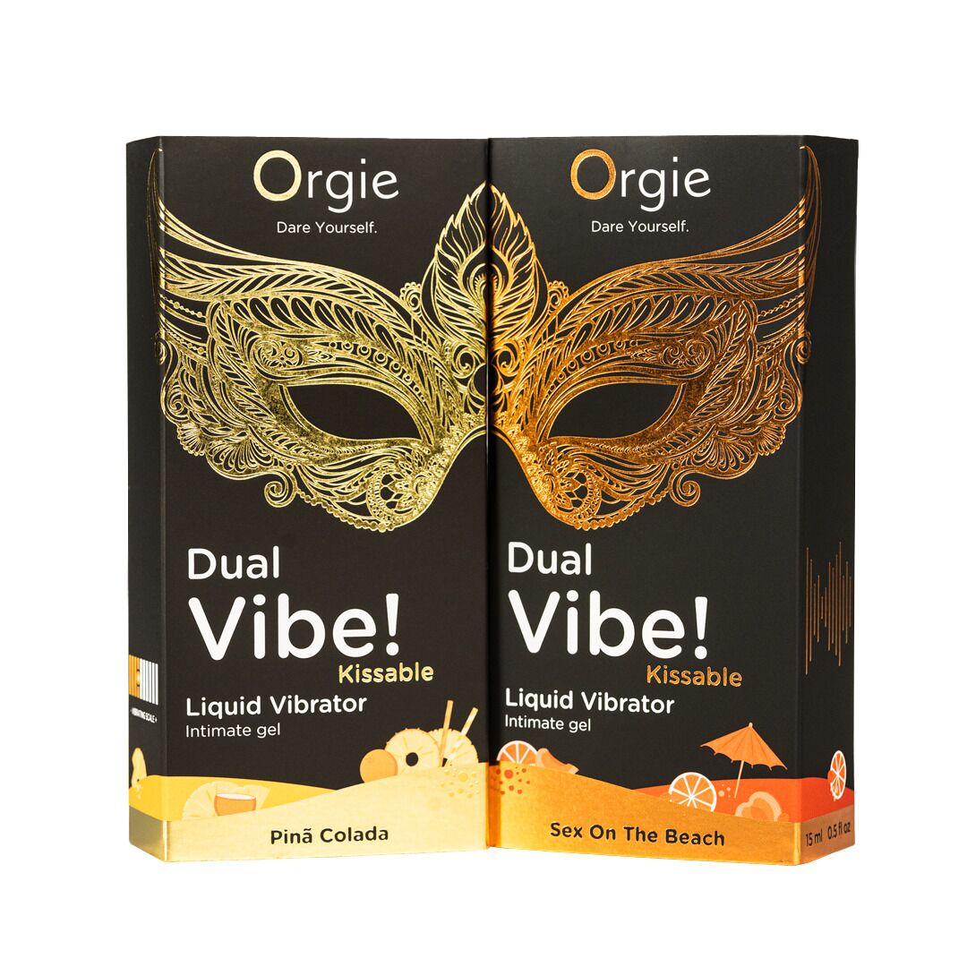 Рідкий вібратор Orgie Dual Vibe! Pina Colada Kissable Liquid Vibrator, 15 мл - Зображення 4