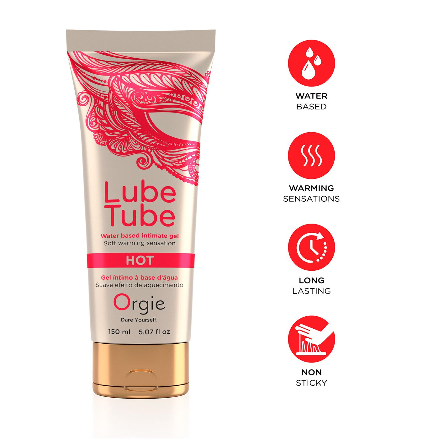 Лубрикант на водній основі Orgie Lube Tube Hot, 150 мл, із зігрівальним ефектом, без запаху - Зображення 3