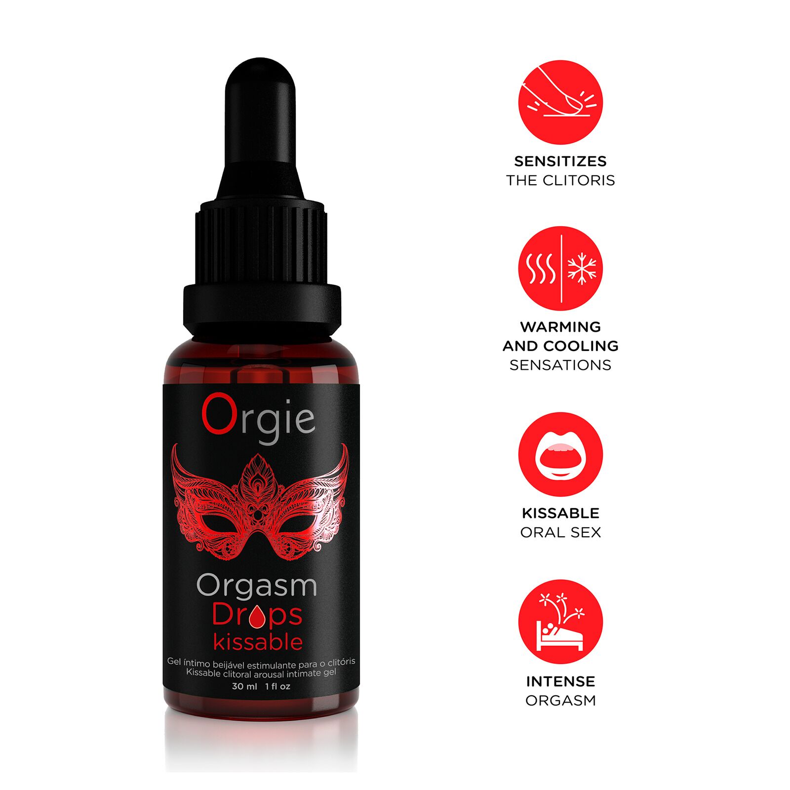 Збуджувальні краплі для клітора Orgie Orgasm Drops Kissable, 30 мл, тепло-холод, смак яблука - Зображення 3