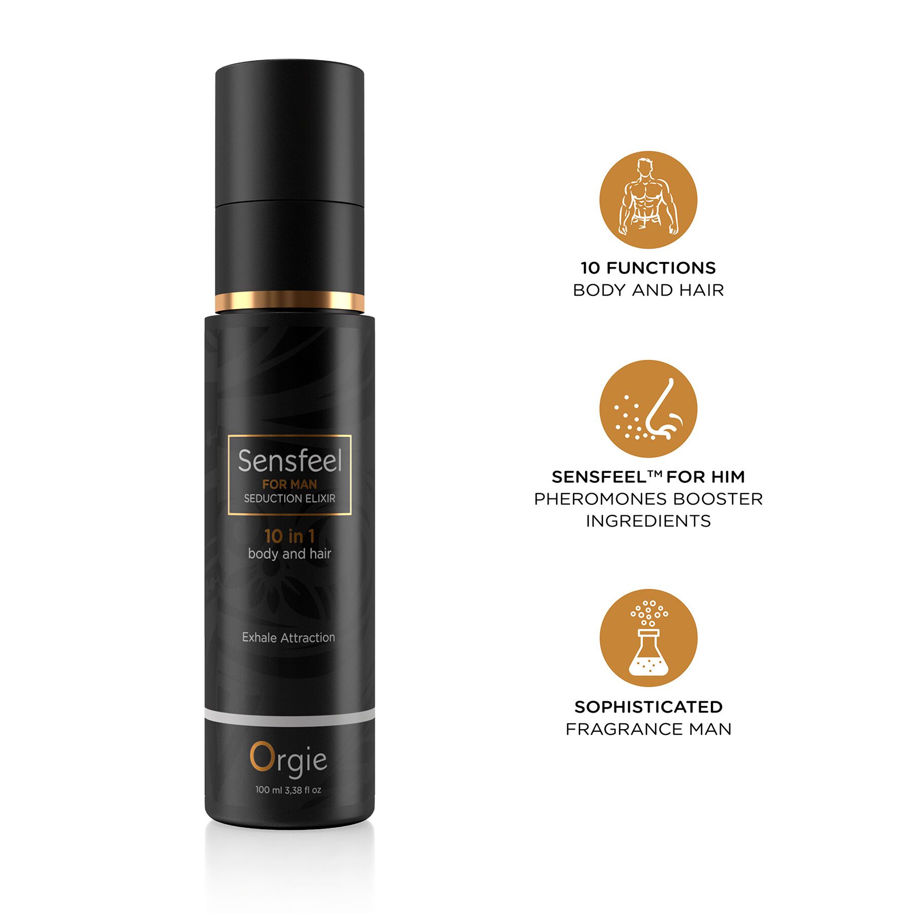 Лосьйон з феромонами для тіла та волосся Orgie – Sensfeel Seduction Elixir 10 in 1 for Man (100 мл) - Зображення 3