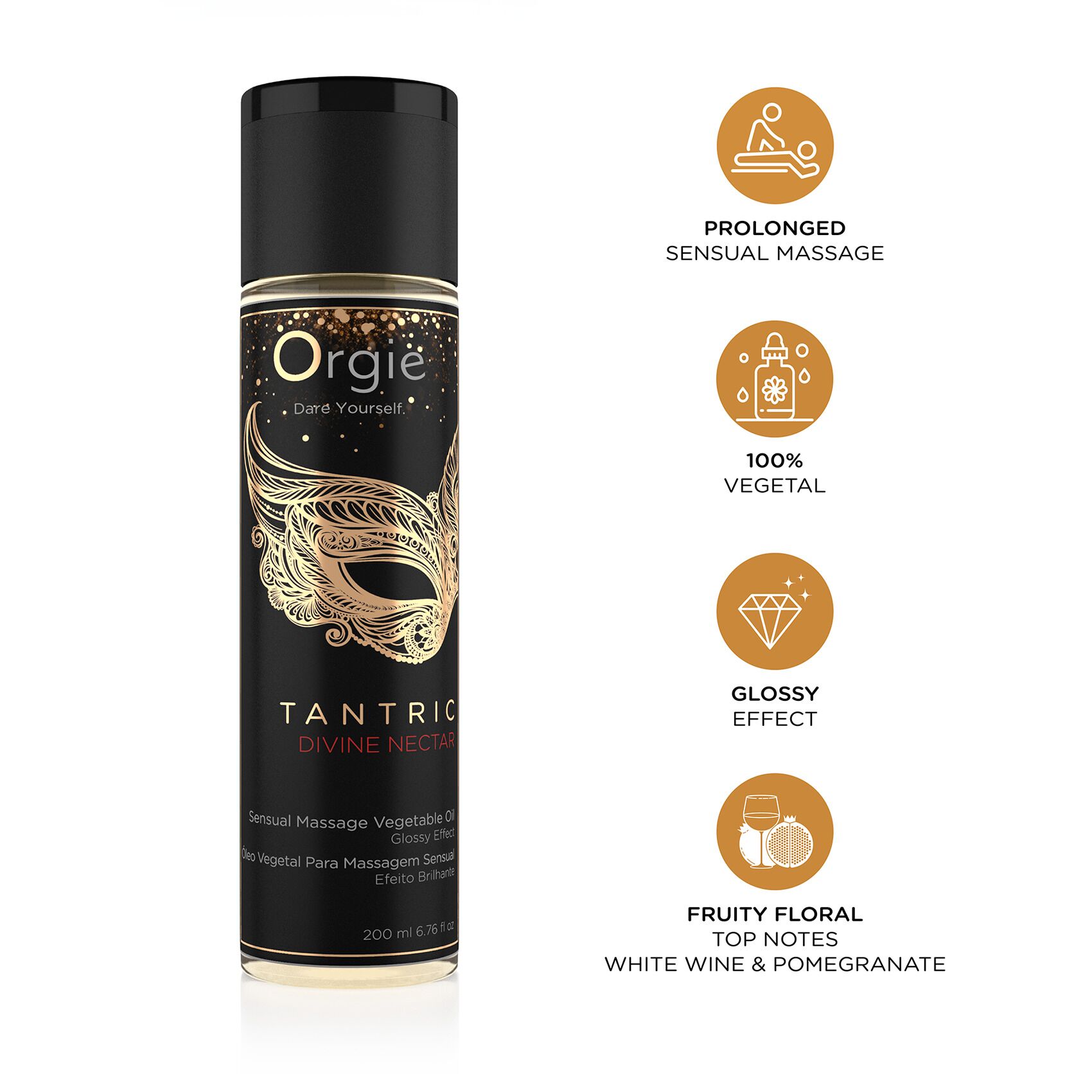 Масажна олія Orgie – Tantric Divine Nectar (200 мл), для тантричного масажу, зволоження - Зображення 3
