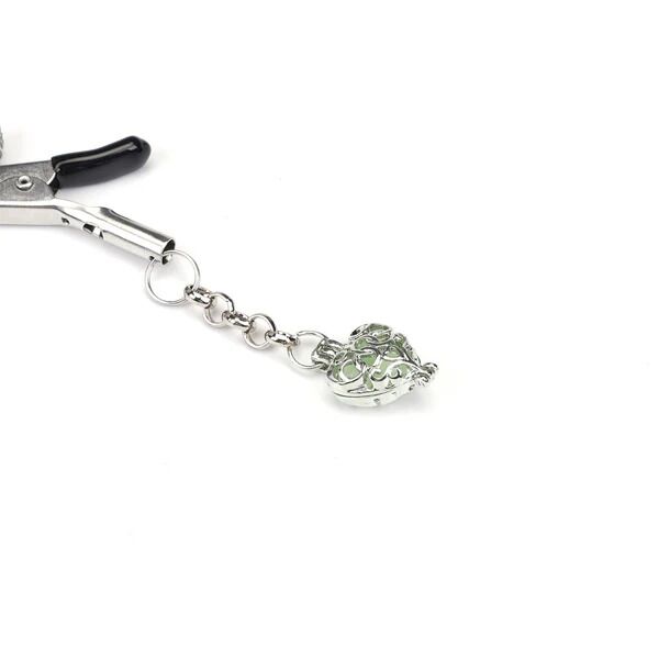 Затискачі для сосків із сердечком Liebe Seele Glow-in-dark Nipple Clamps Green, світяться в темряві - Зображення 2