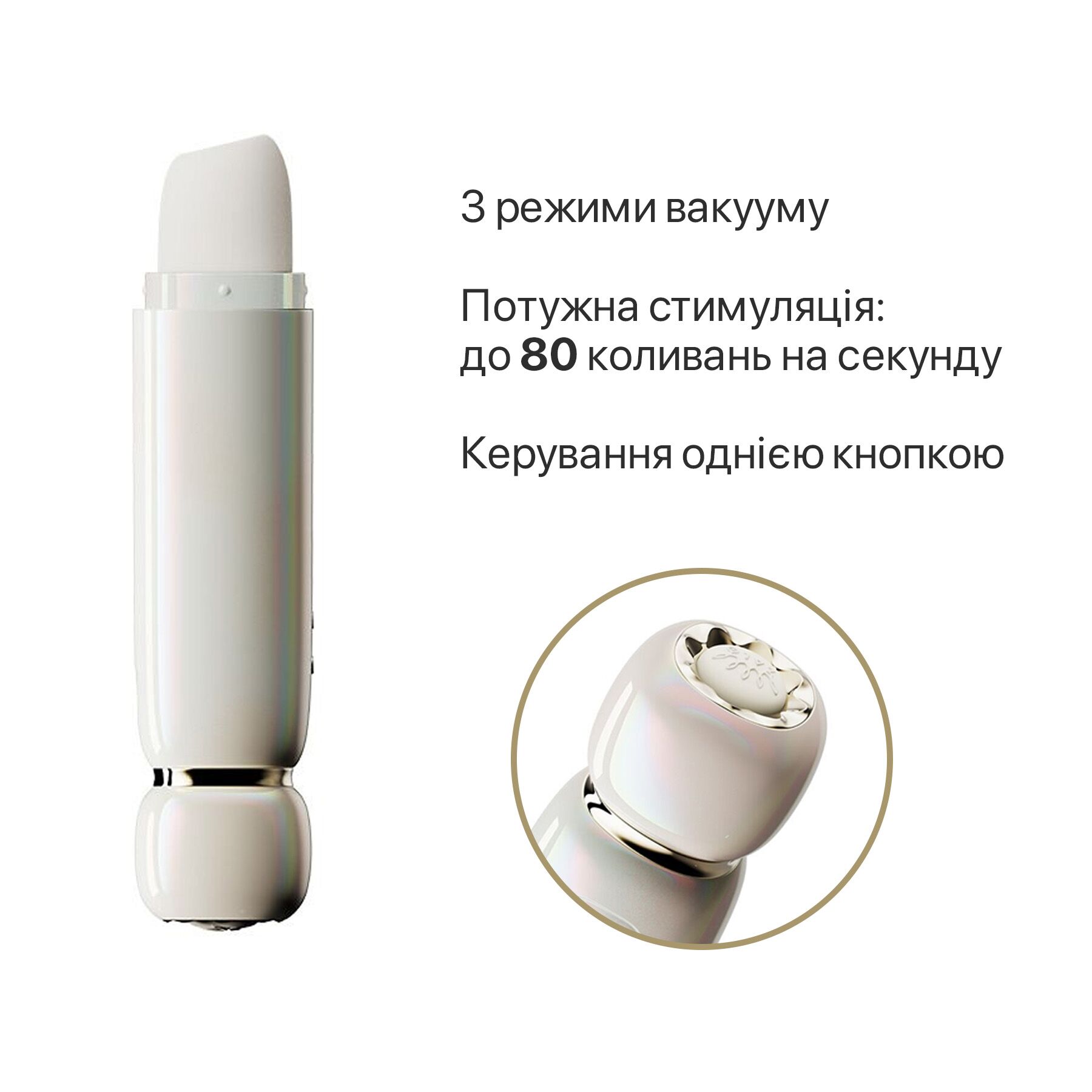 Вакуумний кліторальний стимулятор Zalo Lia Floral White, 3 насадки, 3 режими, різна інтенсивність - Зображення 3