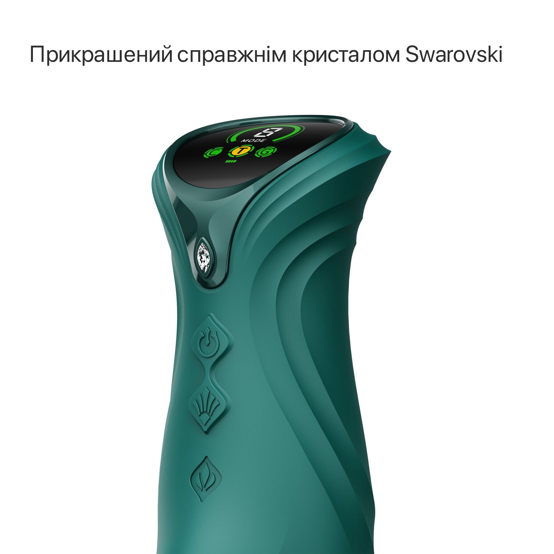 Смарт пульсатор-кролик з вібрацією Zalo Mose 2 Turquoise Green, підігрів до 42 °C, кристал Swarovski - Зображення 3