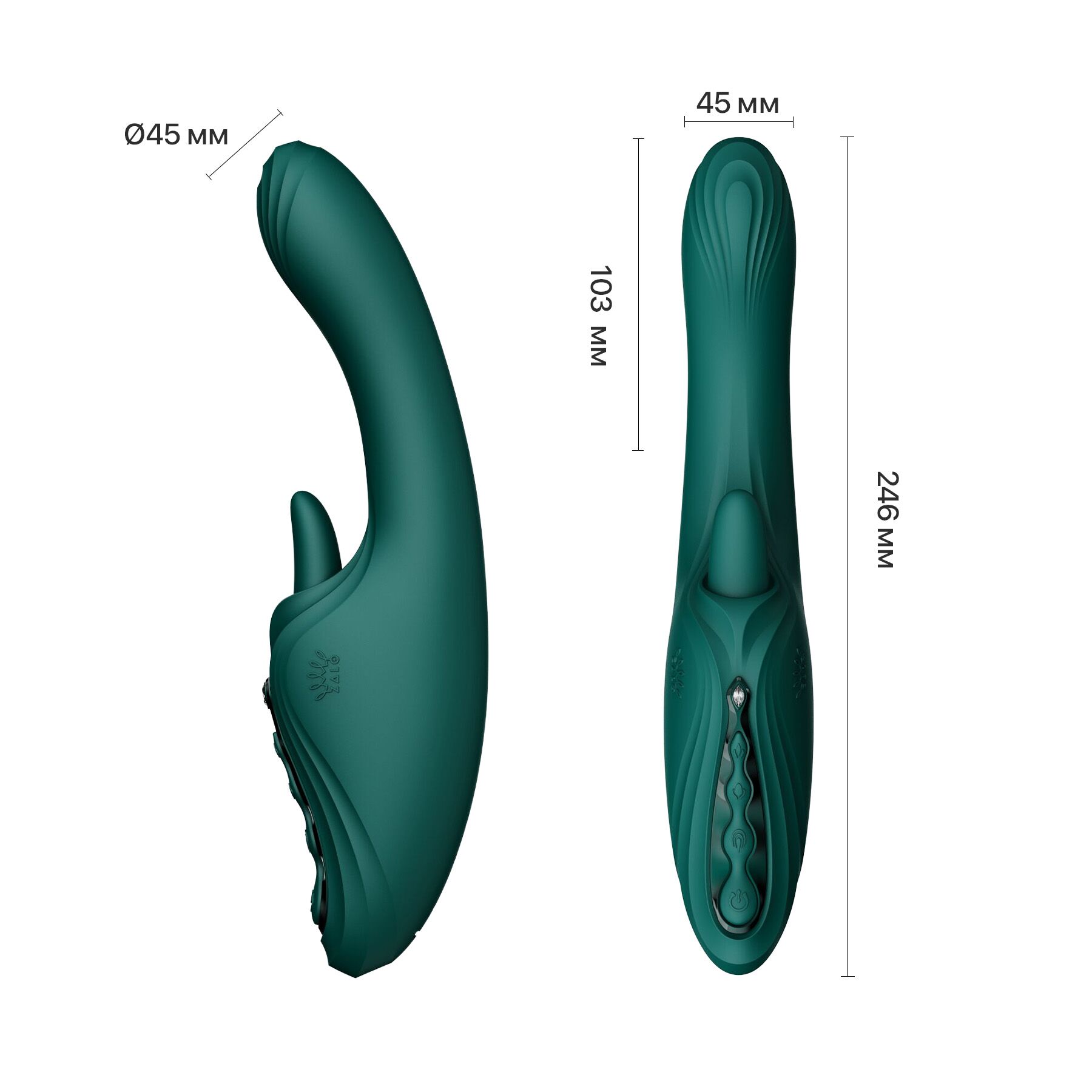 Смарт-вібратор Zalo Ares Turquoise Green, підігрів, 3 мотори, язичок для клітора, стимуляція точки G - Зображення 4