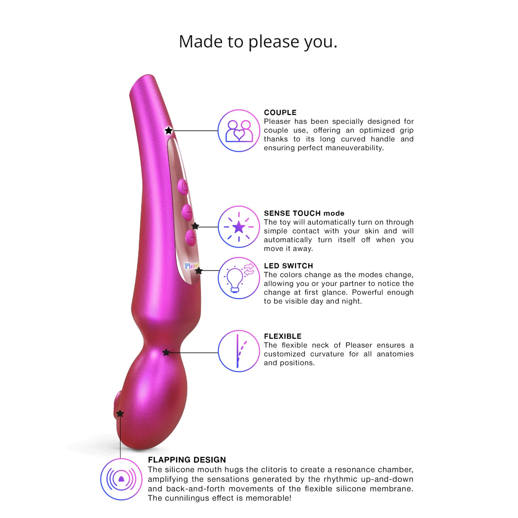 Стимулятор для клітора Love To Love Pleaser Iridescent Berry, ефект постукування, 5 режимів - Зображення 3