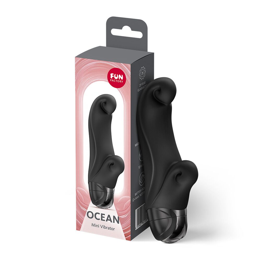 Вібратор-кролик Fun Factory OCEAN Black, для клітора та точки G, 6 режимів, на батарейках - Зображення 3