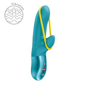 Мінівібратор-кролик зі стимулювальною стрічкою Fun Factory AMORINO Aquamarine, стрічка знімна