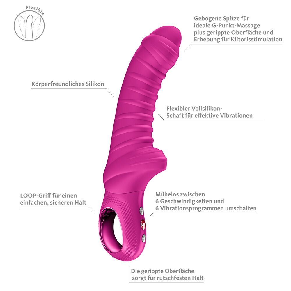 Вібратор для точки G Fun Factory TIGER Magenta, ребристий, підходить для анальної стимуляції - Зображення 2