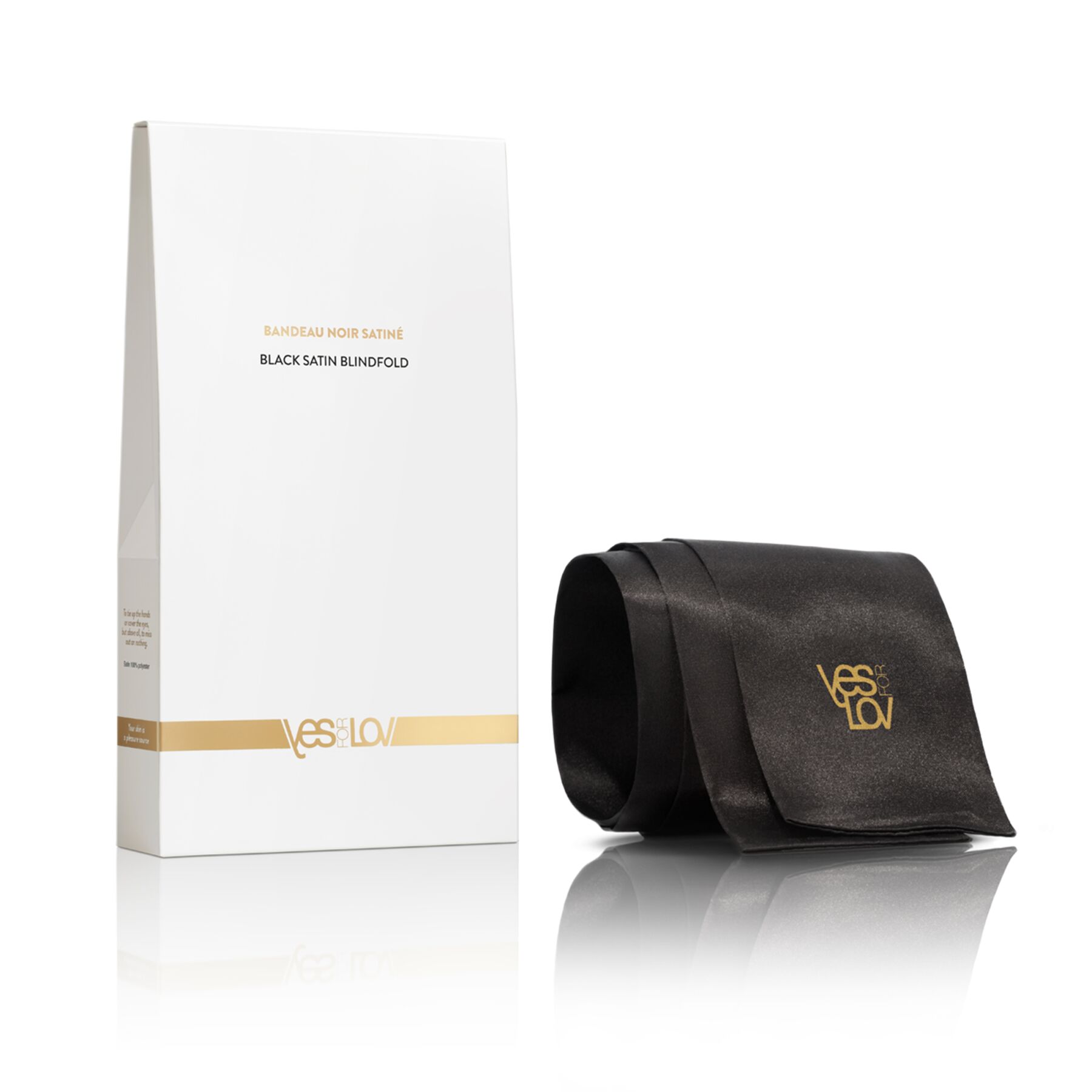 Сатинова пов’язка-стрічка на очі YESforLOV BLACK SATIN BLINDFOLD, підходить для зв’язування